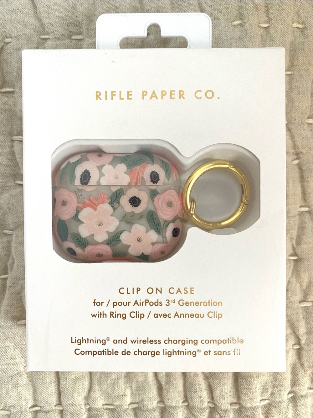 NIB Apple AirPods 3rd Generation case by Rifle Paper Co Pink Wildflowers